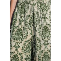 Green Damask Wide Leg Pants