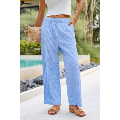 Coastal Sky Blue Striped Pants