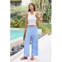 Coastal Sky Blue Striped Pants