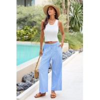 Coastal Sky Blue Striped Pants