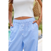 Coastal Sky Blue Striped Pants