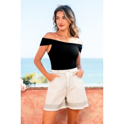 Sixth Sense White Denim Shorts