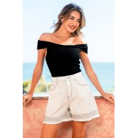 Sixth Sense White Denim Shorts