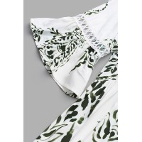 Green Paisley V-Neck Mini Dress