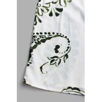 Green Paisley V-Neck Mini Dress