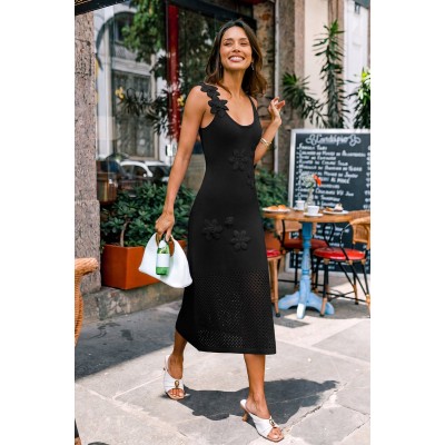 Highlight Reel Black Midi Dress