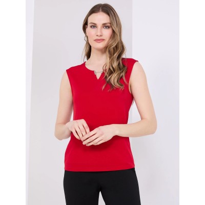 Sleeveless Top With Metal Bar Detail