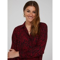Snakeskin Print Crepe Long Sleeve Button-Front Blouse Snakeskin Print Crepe Long Sleeve Button-Front Blouse