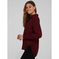 Snakeskin Print Crepe Long Sleeve Button-Front Blouse Snakeskin Print Crepe Long Sleeve Button-Front Blouse