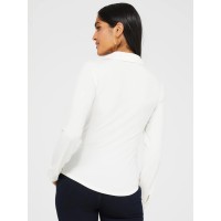 Split Neck Long Sleeve Button-Down Blouse Split Neck Long Sleeve Button-Down Blouse