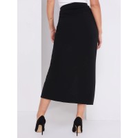 Straight Maxi Skirt With Faux Wrap Front Straight Maxi Skirt With Faux Wrap Front