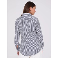Striped Button-Up V-Neck Blouse