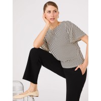Striped Flutter Sleeve Boat Neck Top Striped Flutter Sleeve Boat Neck Top