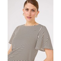 Striped Flutter Sleeve Boat Neck Top Striped Flutter Sleeve Boat Neck Top
