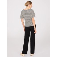 Striped Flutter Sleeve Boat Neck Top Striped Flutter Sleeve Boat Neck Top