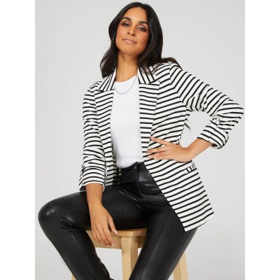 Striped Open Front Blazer