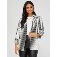 Striped Open Front Blazer