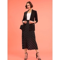 Striped Pleated Chiffon Skirt