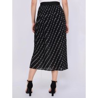 Striped Pleated Chiffon Skirt