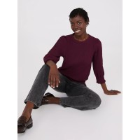 Textured 3/4 Sleeve Round Neck Top
