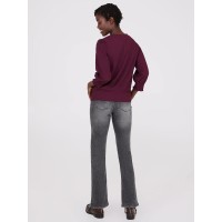 Textured 3/4 Sleeve Round Neck Top