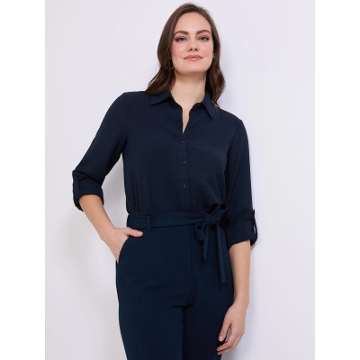 Textured Button-Front Blouse