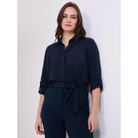 Textured Button-Front Blouse