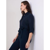 Textured Button-Front Blouse