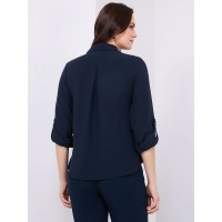 Textured Button-Front Blouse