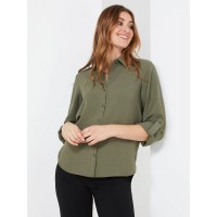 Textured Button-Front Blouse