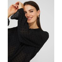 Textured Button-Front Ruffle Collar Blouse