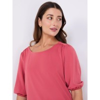 Textured Crepe Balloon Sleeve Top