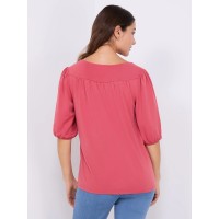 Textured Crepe Balloon Sleeve Top
