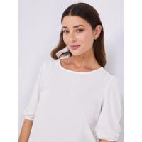 Textured Crepe Balloon Sleeve Top