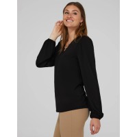 Textured Crepe Long Sleeve Top With Metal Chain Detail