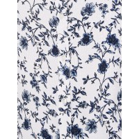 Textured Floral Print Button-Front Blouse