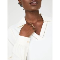 Textured Johnny Collar Popover Blouse