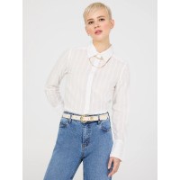 Textured Long Sleeve Button-Front Blouse