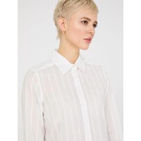 Textured Long Sleeve Button-Front Blouse