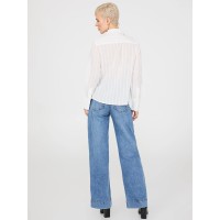 Textured Long Sleeve Button-Front Blouse