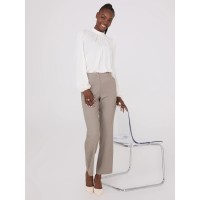 Textured Mock Neck Top With Pearl Details