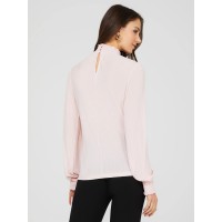Textured Plisse Mock Neck Top