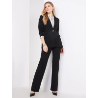Textured Straight Leg Pull-On Pants