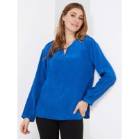 Textured V-Neck Blouse With Hardware Detail