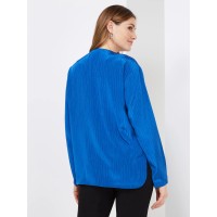 Textured V-Neck Blouse With Hardware Detail