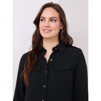 Utility Pocket Button-Front Blouse