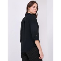 Utility Pocket Button-Front Blouse
