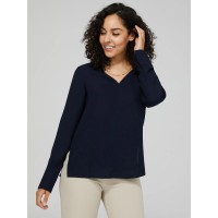 V-Neck Blouse With Cuffed Sleeves