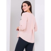 V-Neck Long Sleeve Popover Blouse