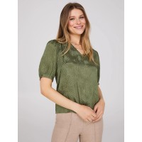 V-Neck Short Puff Sleeve Popover Top